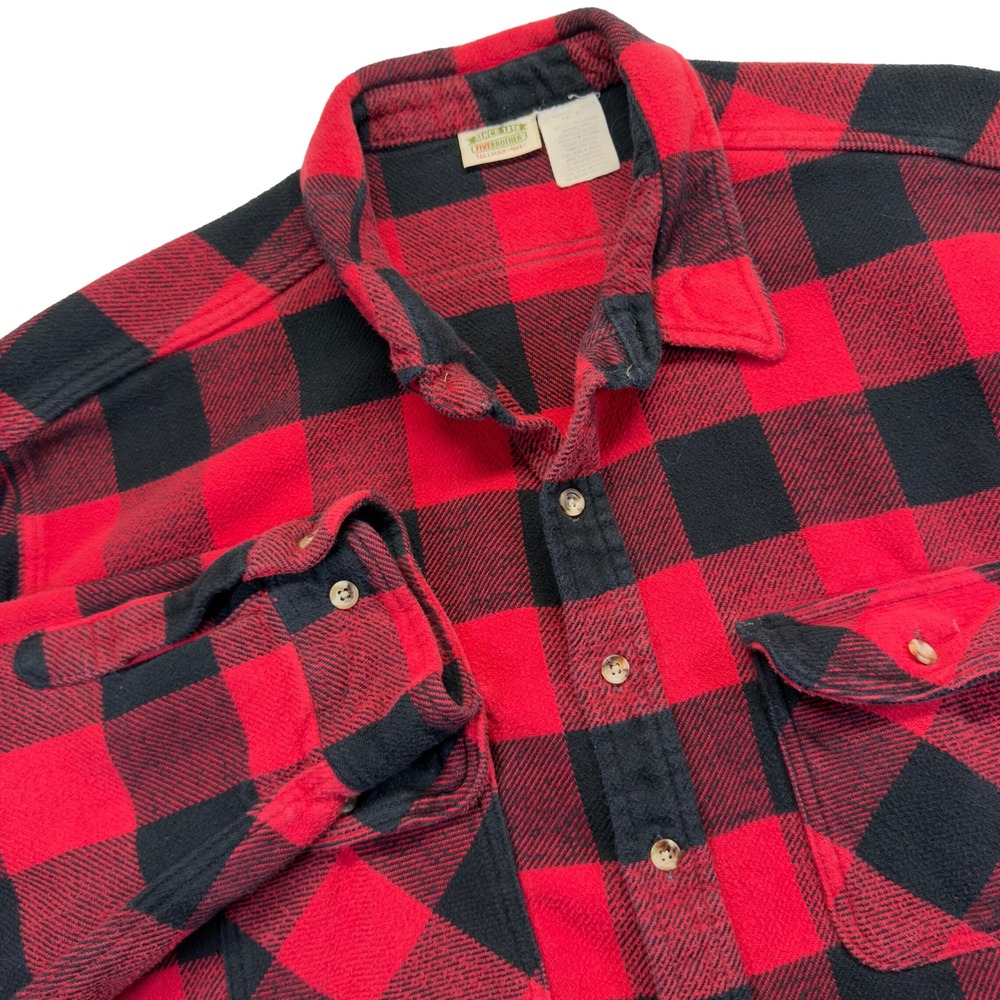 Five Brother Flannel Shirt Mens 4XL Tallman Buffalo Plaid Red Black Button Down